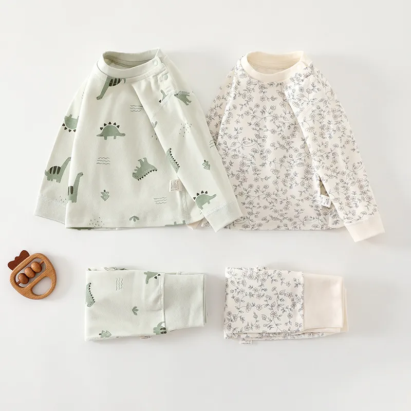 Baby Pajamas Set - High Waist, Pure Cotton, Spring/Fall, Long Pants, Warm Underwear for Boys & Girls thumbnail 2