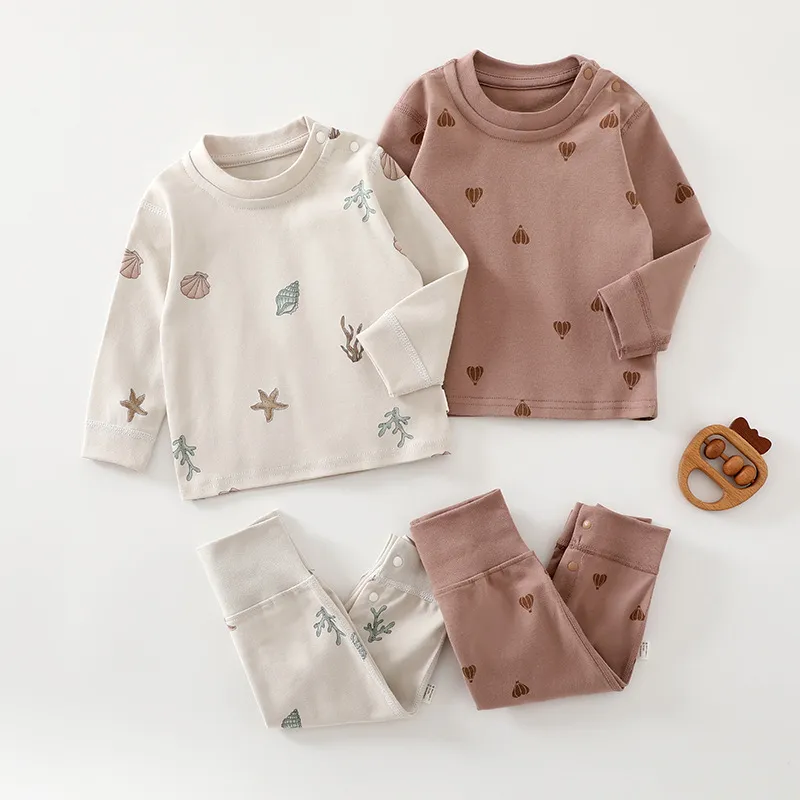 Baby Pajamas Set - High Waist, Pure Cotton, Spring/Fall, Long Pants, Warm Underwear for Boys & Girls thumbnail 3