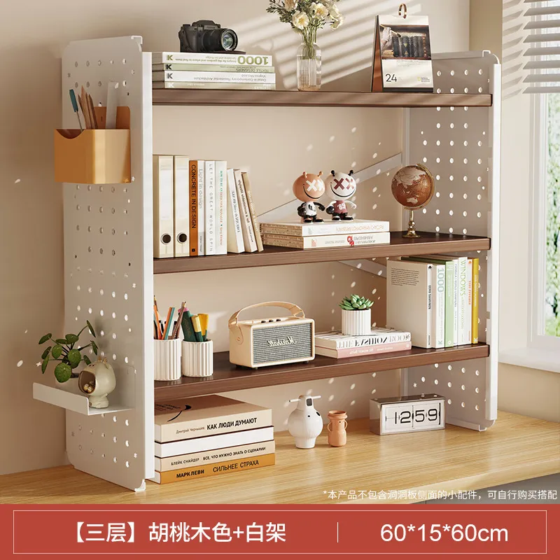Desktop Storage Rack Bookshelf Organizer - Adjustable Hole Board Desk Shelf for Students, Home, and Office - Computer Desk Finishing Rack - Layered Design thumbnail 7