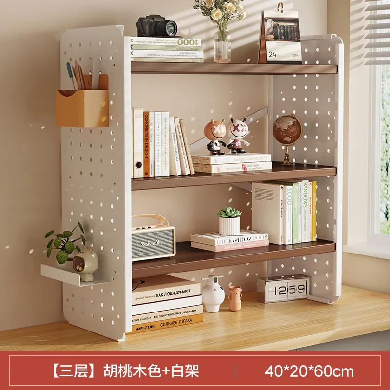 Desktop Storage Rack Bookshelf Organizer - Adjustable Hole Board Desk Shelf for Students, Home, and Office - Computer Desk Finishing Rack - Layered Design thumbnail 9