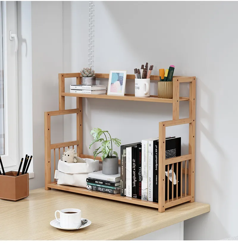 Desktop Bookshelf Organizer - Simple Student Book Storage Rack for Home Office, Dormitory, Children's Books - Small Bookcase for Desk showcase 6