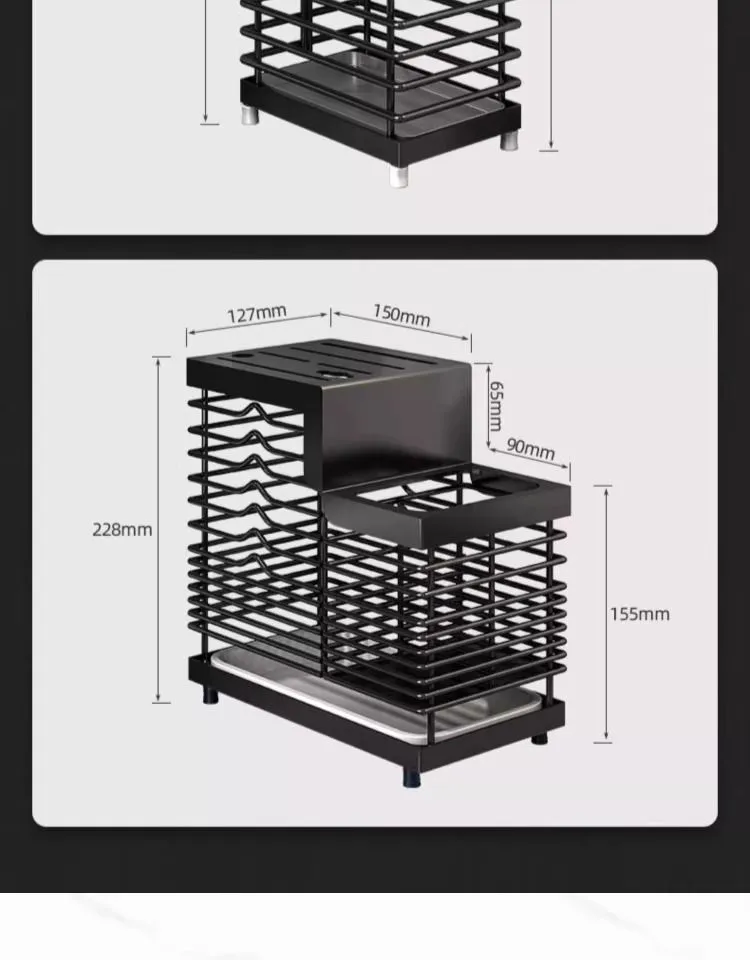 Stainless Steel Knife Block Holder Countertop Organizer - Multifunctional Utensil, Chopsticks, and Tableware Storage Rack - Wall Mountable Kitchen Supplies showcase 14