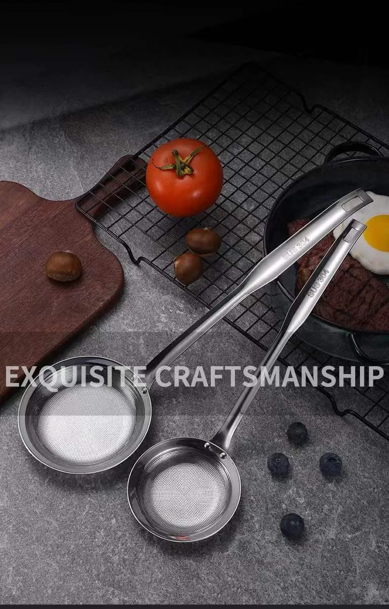Stainless Steel Oil Strainer Spoon - 304 Grade Kitchen Skimmer Ladle for Removing Oil Residue and Foam - Hanging Design for Easy Storage showcase 4