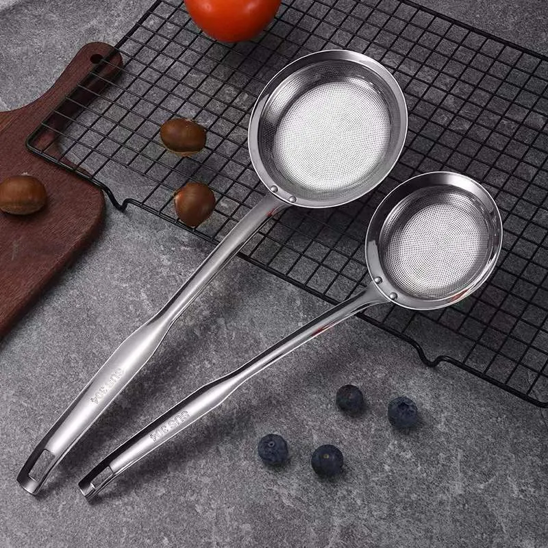 Stainless Steel Oil Strainer Spoon - 304 Grade Kitchen Skimmer Ladle for Removing Oil Residue and Foam - Hanging Design for Easy Storage thumbnail 2