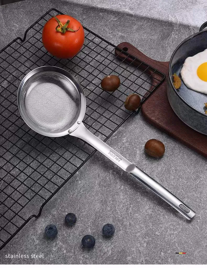 Stainless Steel Oil Strainer Spoon - 304 Grade Kitchen Skimmer Ladle for Removing Oil Residue and Foam - Hanging Design for Easy Storage showcase 12