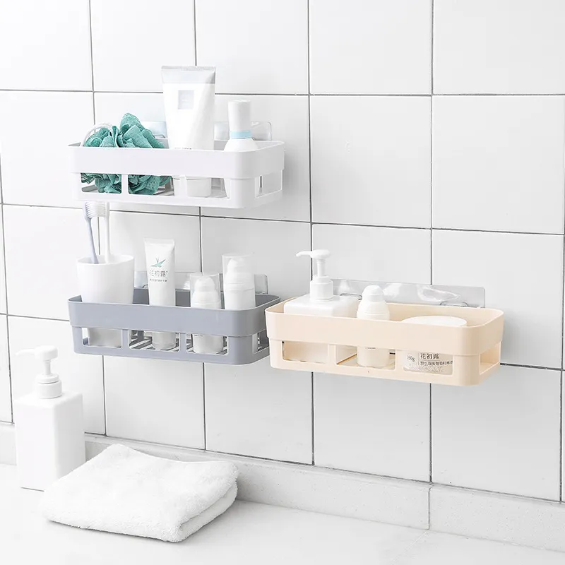 Bathroom Storage Rack Wall Mounted Suction Cup Organizer - Toiletries, Hand Washing, Non-Punching Installation - Space Saving Bathroom Shelf thumbnail 3