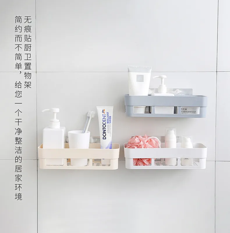 Bathroom Storage Rack Wall Mounted Suction Cup Organizer - Toiletries, Hand Washing, Non-Punching Installation - Space Saving Bathroom Shelf showcase 2