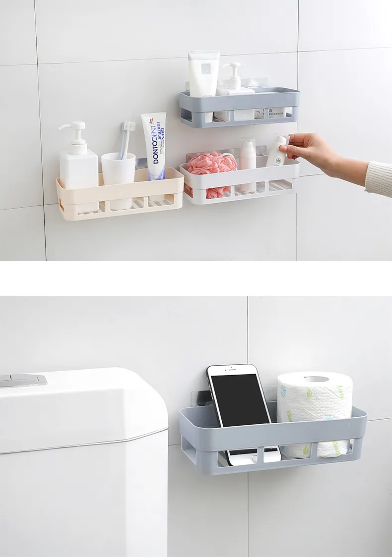 Bathroom Storage Rack Wall Mounted Suction Cup Organizer - Toiletries, Hand Washing, Non-Punching Installation - Space Saving Bathroom Shelf showcase 6