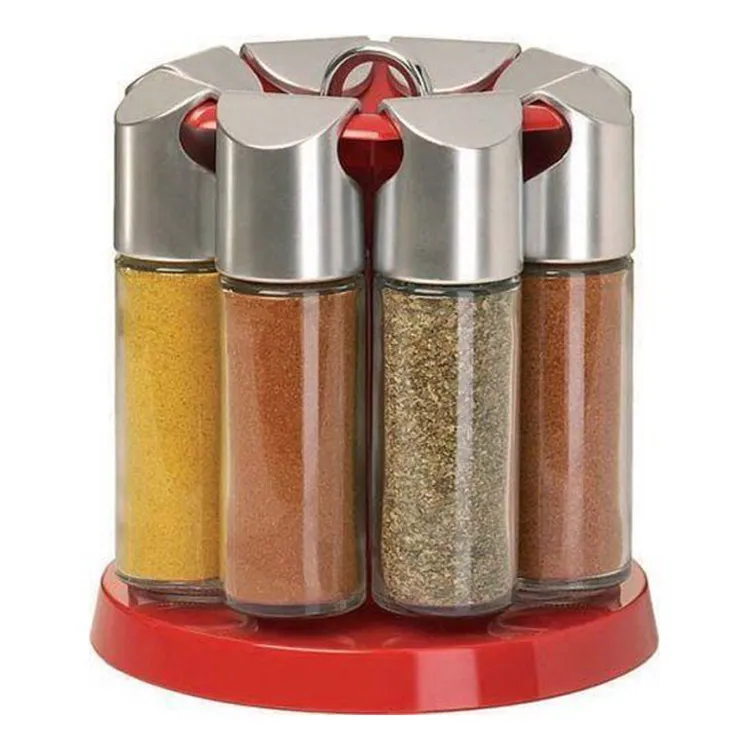 Rotating Spice Rack Organizer with Glass Spice Jars - Airtight Seasoning Container Set for Kitchen, Restaurant, and Home Use - Moisture-Proof Spice Storage Solution thumbnail 5