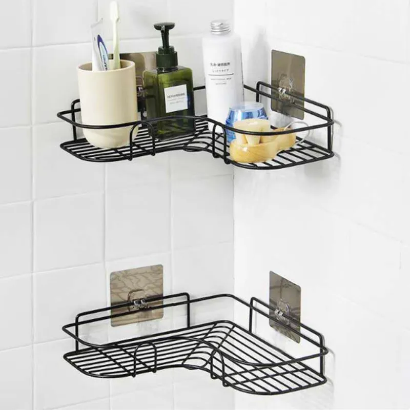 Bathroom Corner Shelf Organizer - Punch-Free Iron Storage Rack for Bathroom Utensils, Kitchen Tripod, Shower Caddy, Space Saving thumbnail 1
