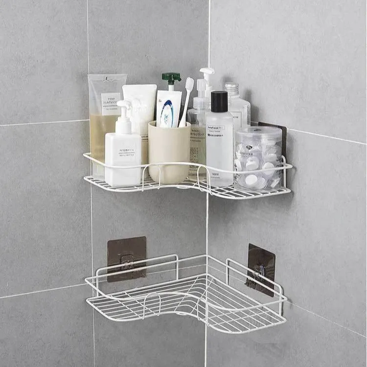 Bathroom Corner Shelf Organizer - Punch-Free Iron Storage Rack for Bathroom Utensils, Kitchen Tripod, Shower Caddy, Space Saving thumbnail 6
