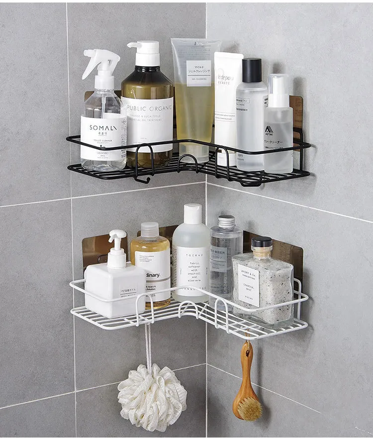 Bathroom Corner Shelf Organizer - Punch-Free Iron Storage Rack for Bathroom Utensils, Kitchen Tripod, Shower Caddy, Space Saving showcase 4