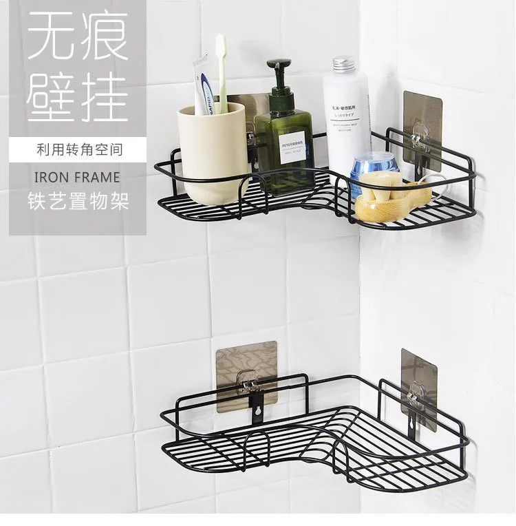 Bathroom Corner Shelf Organizer - Punch-Free Iron Storage Rack for Bathroom Utensils, Kitchen Tripod, Shower Caddy, Space Saving showcase 5