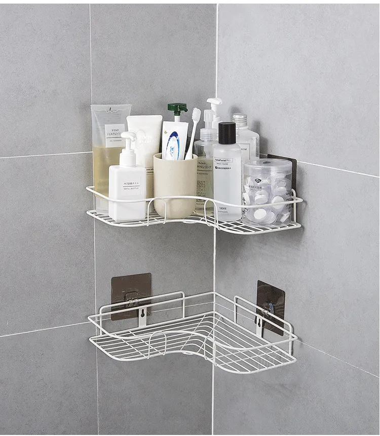Bathroom Corner Shelf Organizer - Punch-Free Iron Storage Rack for Bathroom Utensils, Kitchen Tripod, Shower Caddy, Space Saving showcase 10