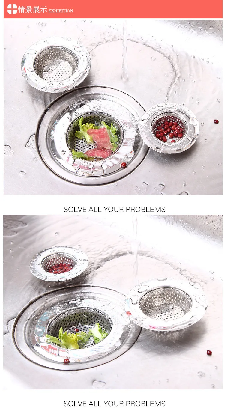 Stainless Steel Sink Strainer Filter - Kitchen Sink Drain Protector, Sewer Slag Stopper, Bathroom Hair Catcher - Creative Accessories showcase 7