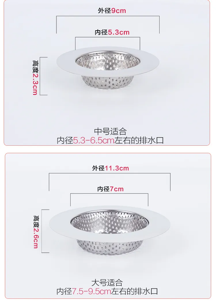 Stainless Steel Sink Strainer Filter - Kitchen Sink Drain Protector, Sewer Slag Stopper, Bathroom Hair Catcher - Creative Accessories showcase 5