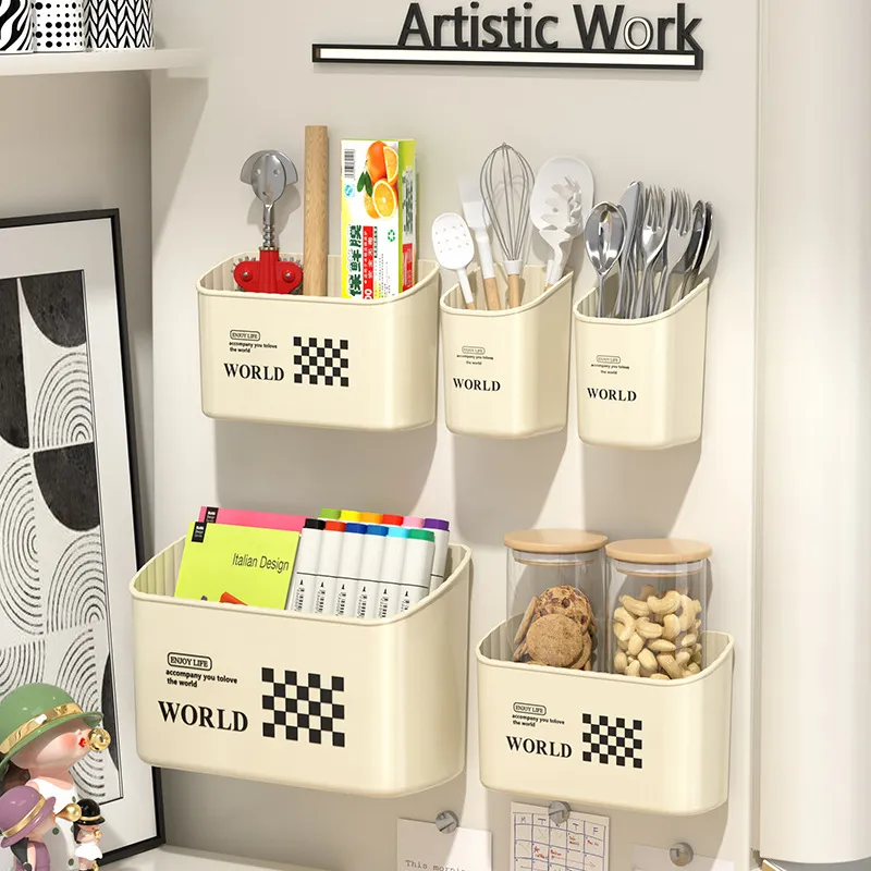 Magnetic Refrigerator Organizer Rack - Wall Mounted Spice Rack, Paper Towel Holder, Kitchen Storage Shelf - Punch-Free, Dual-Use Side Hanging Organizer for Preservation Film and Kitchen Supplies thumbnail 1