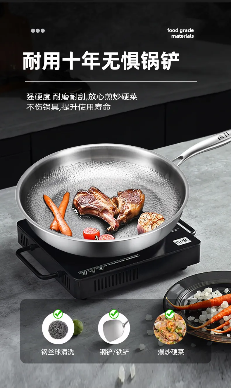 Titanium Non-Stick Frying Pan - German Classy Design, Uncoated, Titanium Alloy, Gas Stove Compatible - Perfect for Steak, Household Use showcase 9
