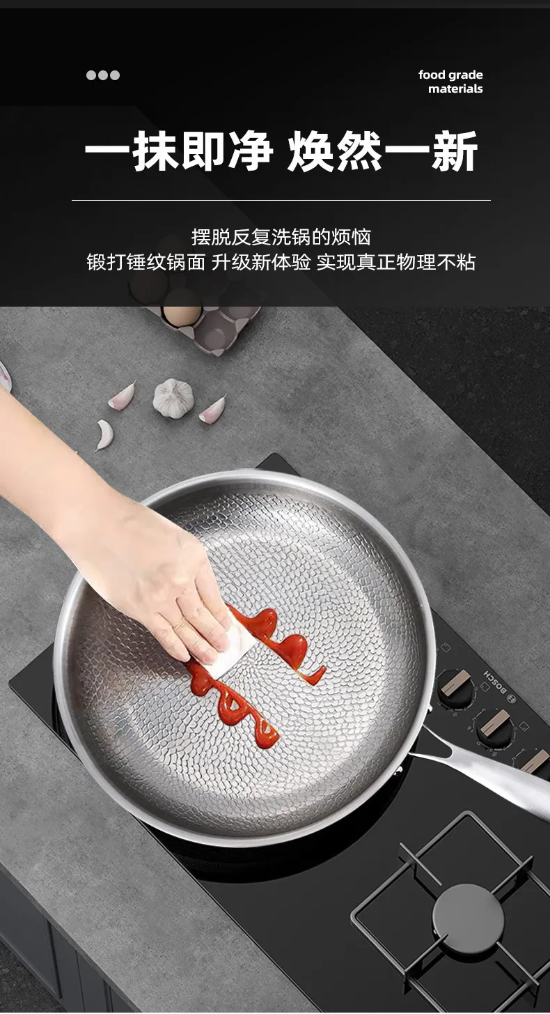 Titanium Non-Stick Frying Pan - German Classy Design, Uncoated, Titanium Alloy, Gas Stove Compatible - Perfect for Steak, Household Use showcase 13