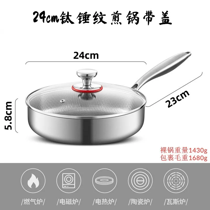 Titanium Non-Stick Frying Pan - German Classy Design, Uncoated, Titanium Alloy, Gas Stove Compatible - Perfect for Steak, Household Use thumbnail 6