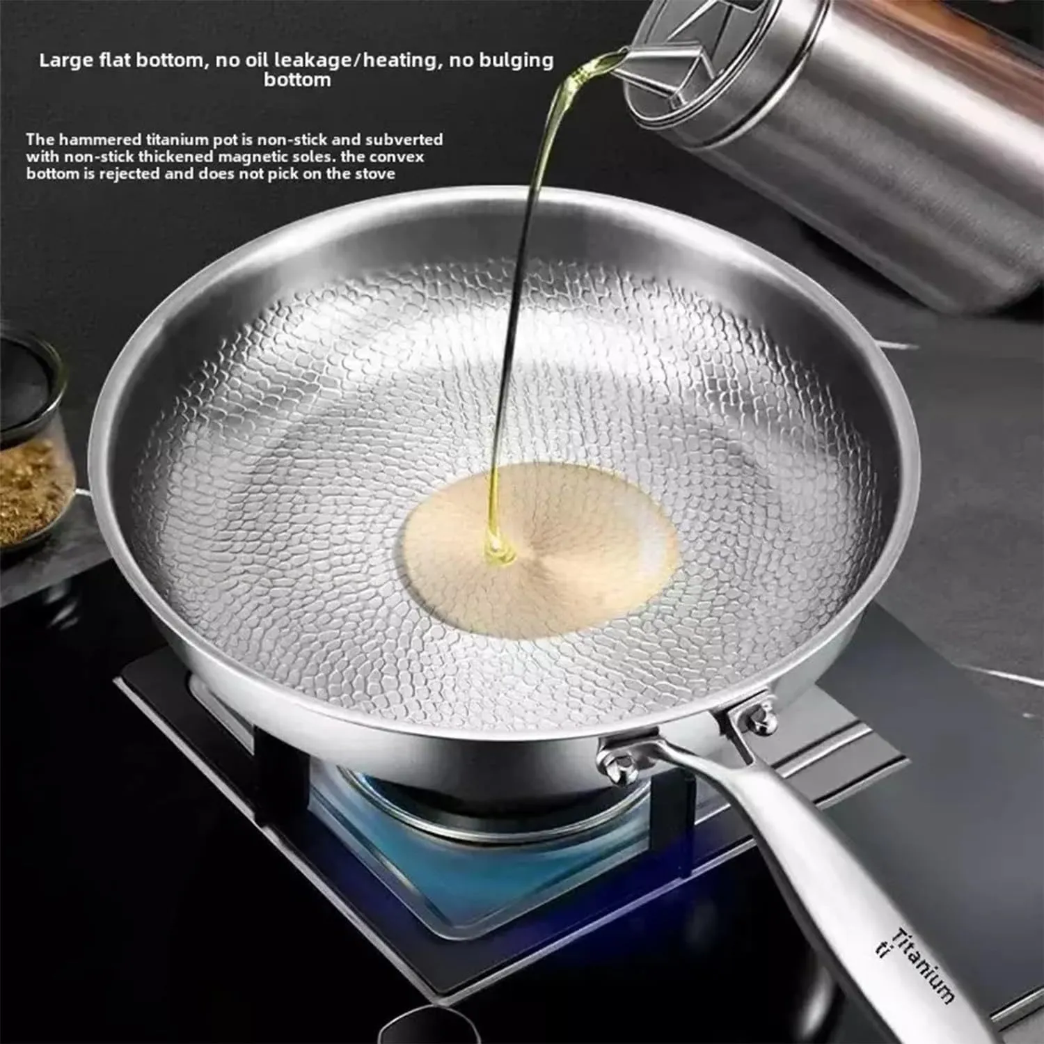Titanium Non-Stick Frying Pan - German Classy Design, Uncoated, Titanium Alloy, Gas Stove Compatible - Perfect for Steak, Household Use thumbnail 2