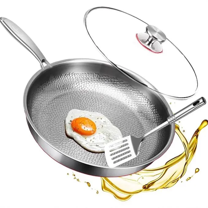 Titanium Non-Stick Frying Pan - German Classy Design, Uncoated, Titanium Alloy, Gas Stove Compatible - Perfect for Steak, Household Use thumbnail 5