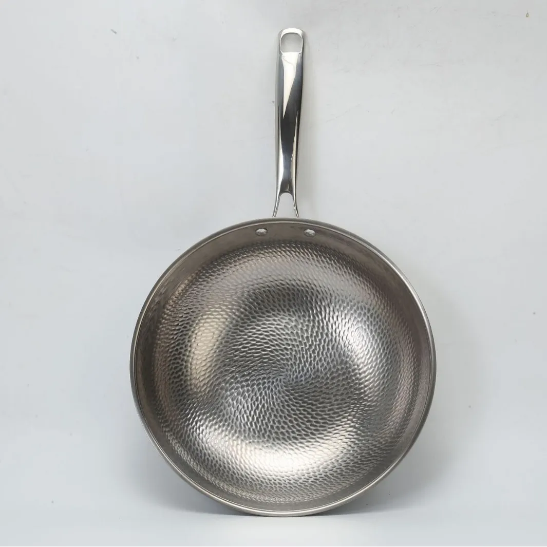 Titanium Wok Stir Fry Pan - Non-Stick, Coating-Free, Hammered Dragon Scale Design - German Titanium Frying Pan for All Cooktops