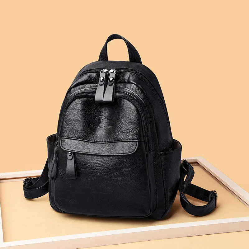Women's Fashion Backpack 2024: Trendy K-Style Soft Leather Crossbody Shoulder Bag - Versatile Travel Backpack for Girls and Ladies thumbnail 2