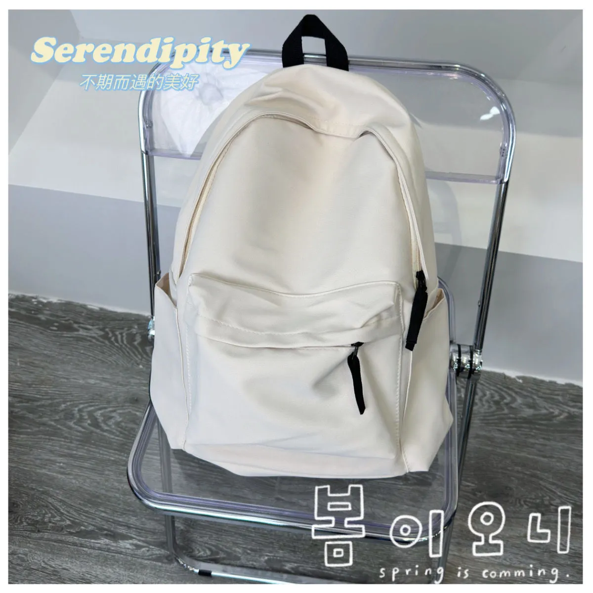 Korean Style Backpack for High School College Students - Large Capacity Solid Color Schoolbag for Women and Men - Lightweight Casual Daypack thumbnail 6