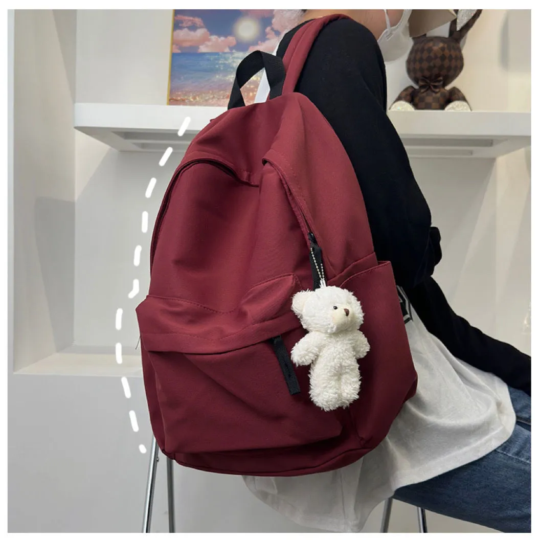 Korean Style Backpack for High School College Students - Large Capacity Solid Color Schoolbag for Women and Men - Lightweight Casual Daypack thumbnail 3