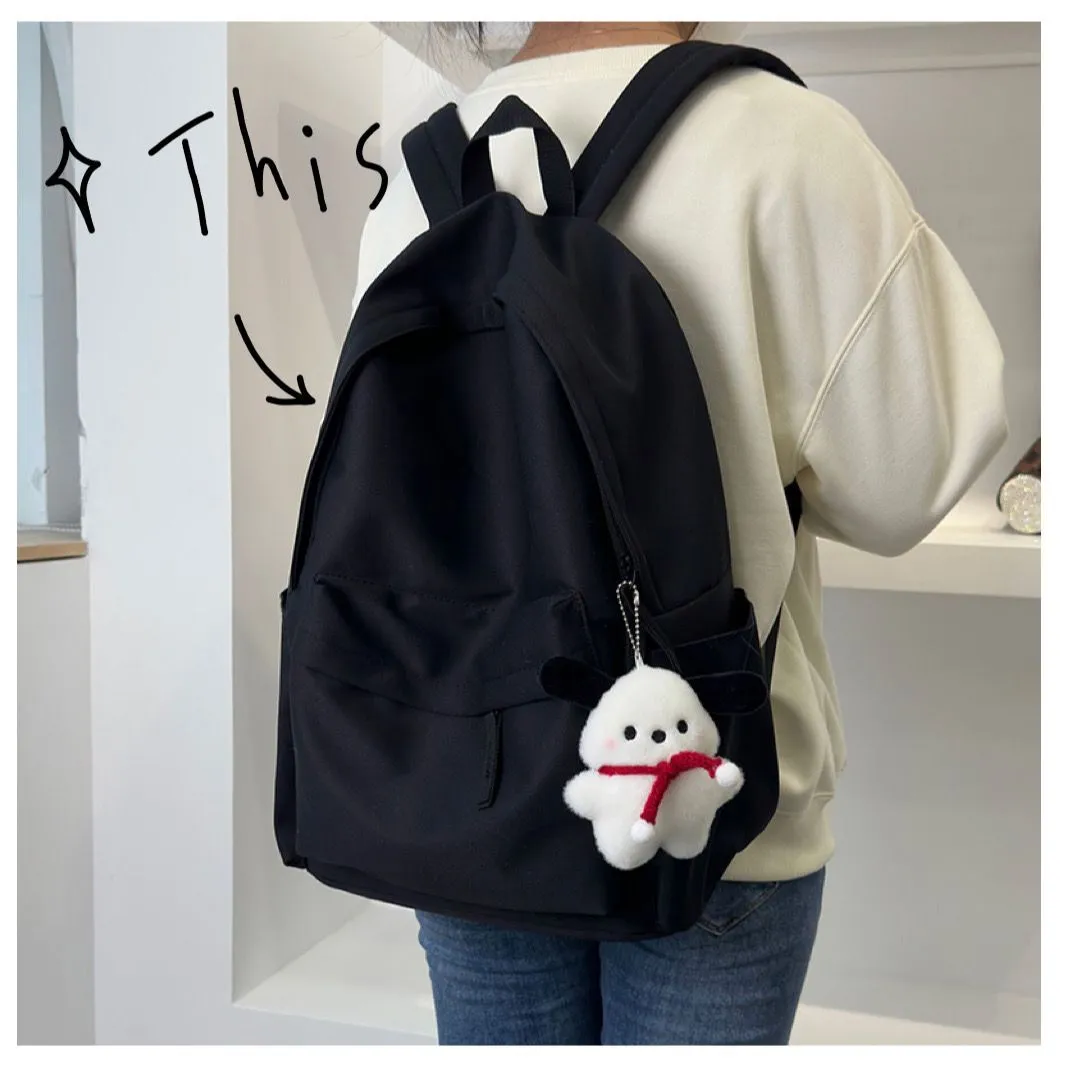 Korean Style Backpack for High School College Students - Large Capacity Solid Color Schoolbag for Women and Men - Lightweight Casual Daypack thumbnail 8