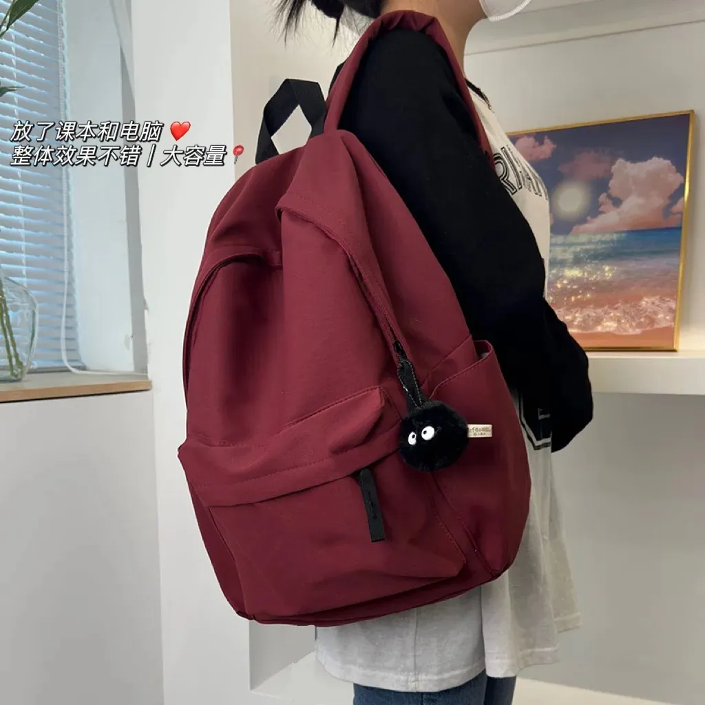 Korean Style Backpack for High School College Students - Large Capacity Solid Color Schoolbag for Women and Men - Lightweight Casual Daypack showcase 1