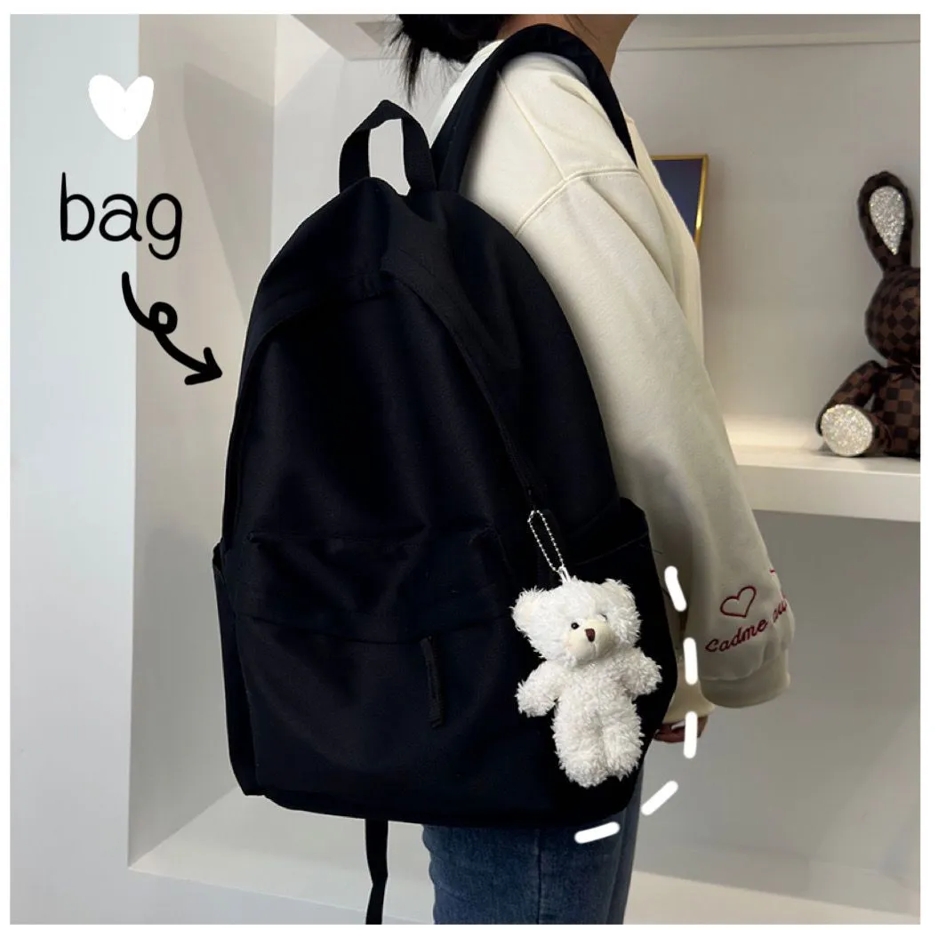 Korean Style Backpack for High School College Students - Large Capacity Solid Color Schoolbag for Women and Men - Lightweight Casual Daypack showcase 14