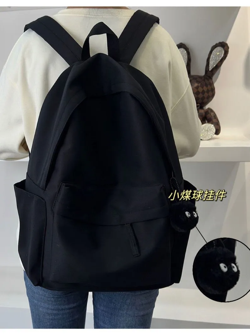 Korean Style Backpack for High School College Students - Large Capacity Solid Color Schoolbag for Women and Men - Lightweight Casual Daypack thumbnail 9