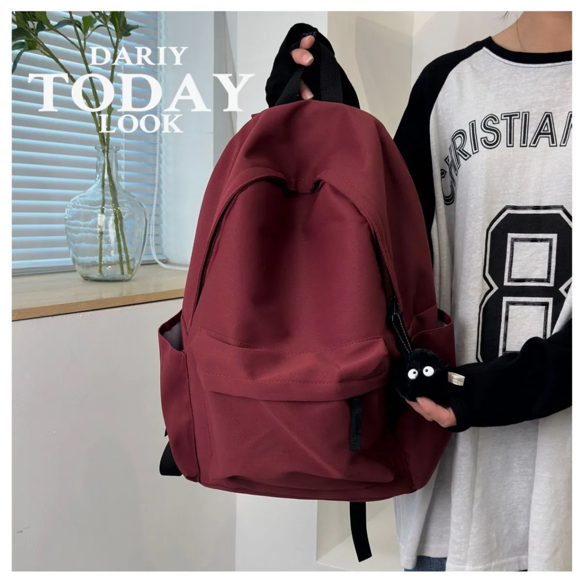 Korean Style Backpack for High School College Students - Large Capacity Solid Color Schoolbag for Women and Men - Lightweight Casual Daypack showcase 4