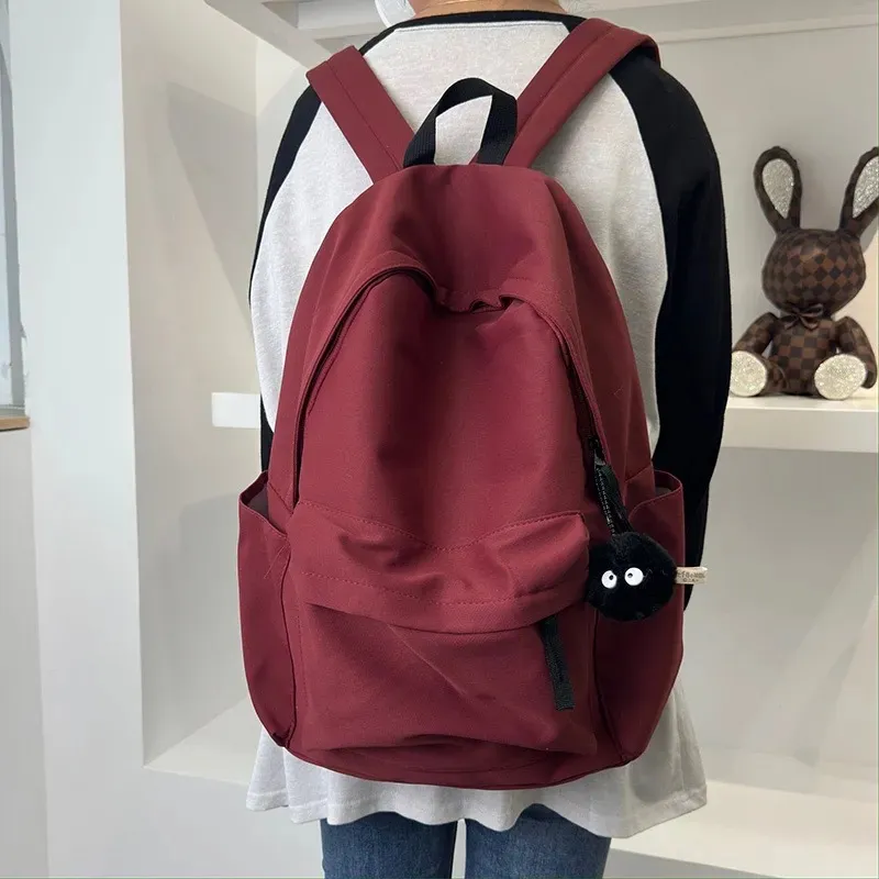 Korean Style Backpack for High School College Students - Large Capacity Solid Color Schoolbag for Women and Men - Lightweight Casual Daypack showcase 2