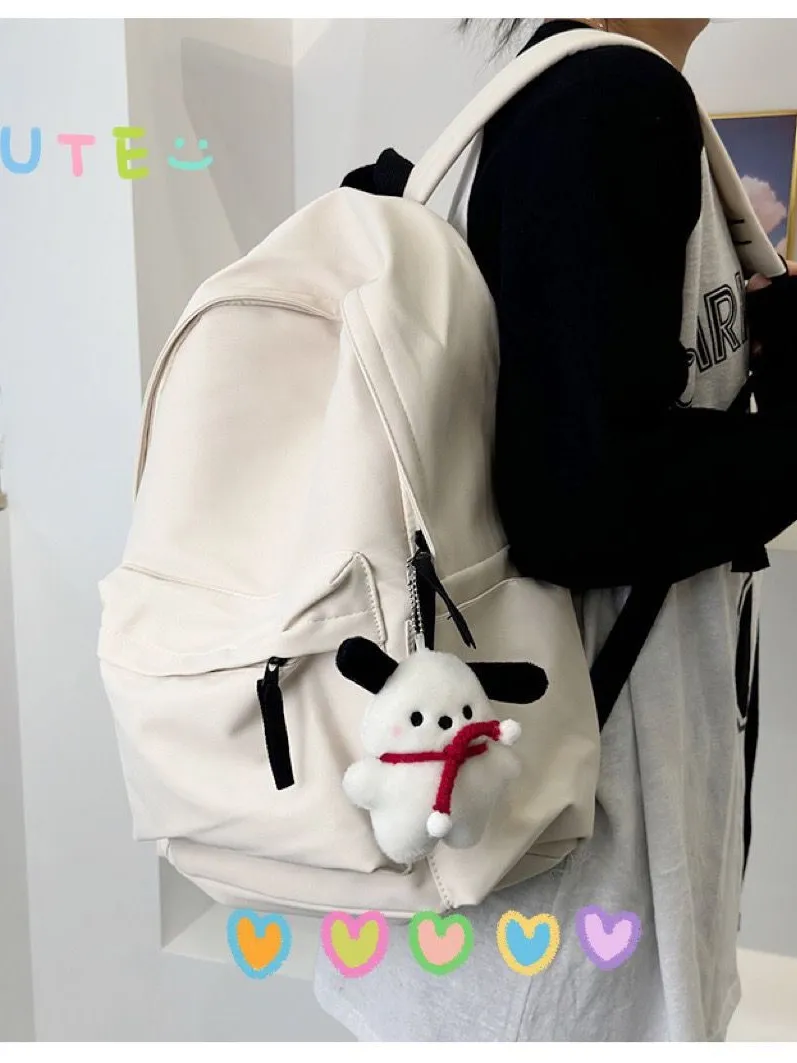 Korean Style Backpack for High School College Students - Large Capacity Solid Color Schoolbag for Women and Men - Lightweight Casual Daypack thumbnail 7