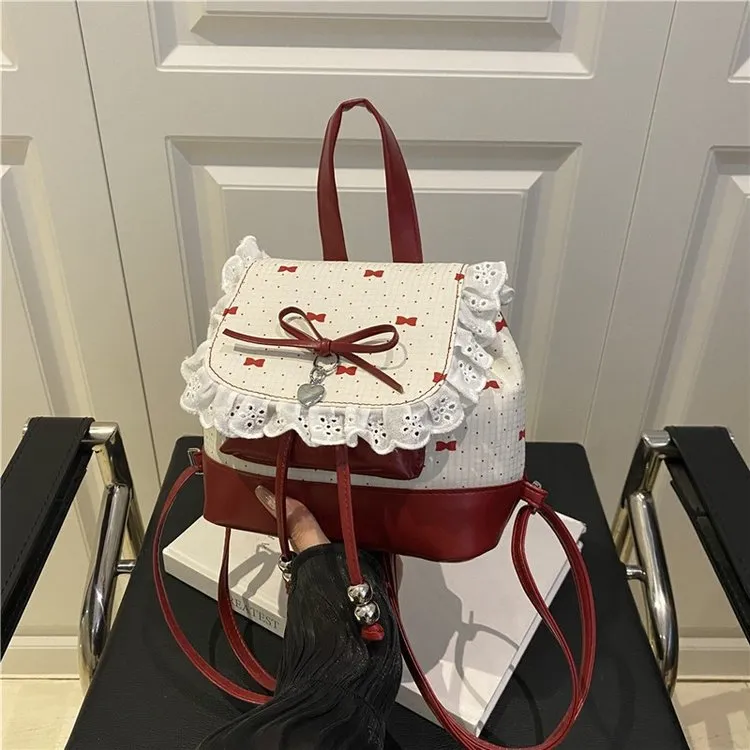 Cute Bow Lace Backpack for Girls & Women - Trendy Small Backpack, Fashionable High-End Design, Lightweight Shoulder Bag for Everyday Use thumbnail 1