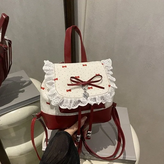 Cute Bow Lace Backpack for Girls & Women - Trendy Small Backpack, Fashionable High-End Design, Lightweight Shoulder Bag for Everyday Use thumbnail 5