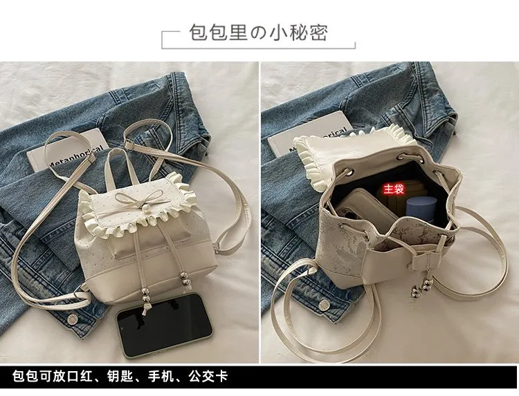 Cute Bow Lace Backpack for Girls & Women - Trendy Small Backpack, Fashionable High-End Design, Lightweight Shoulder Bag for Everyday Use showcase 2