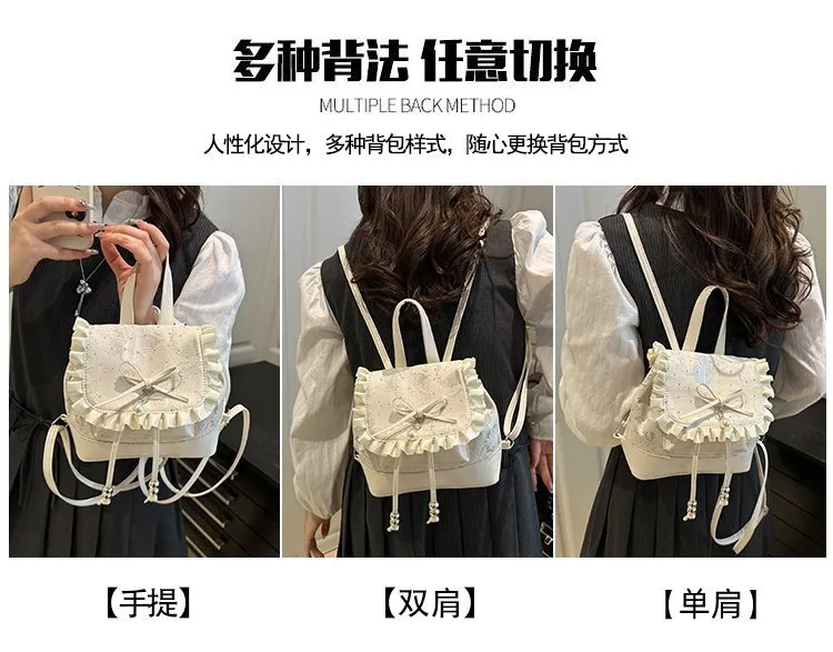 Cute Bow Lace Backpack for Girls & Women - Trendy Small Backpack, Fashionable High-End Design, Lightweight Shoulder Bag for Everyday Use showcase 11