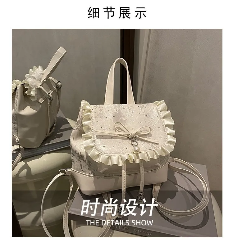 Cute Bow Lace Backpack for Girls & Women - Trendy Small Backpack, Fashionable High-End Design, Lightweight Shoulder Bag for Everyday Use showcase 5