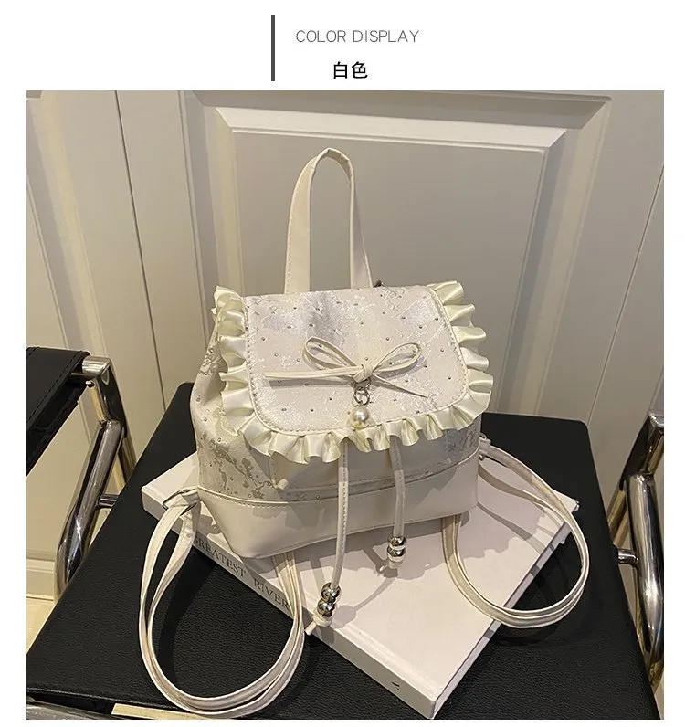 Cute Bow Lace Backpack for Girls & Women - Trendy Small Backpack, Fashionable High-End Design, Lightweight Shoulder Bag for Everyday Use showcase 15