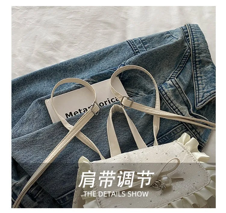 Cute Bow Lace Backpack for Girls & Women - Trendy Small Backpack, Fashionable High-End Design, Lightweight Shoulder Bag for Everyday Use showcase 7