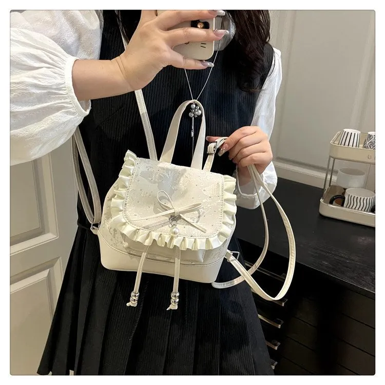Cute Bow Lace Backpack for Girls & Women - Trendy Small Backpack, Fashionable High-End Design, Lightweight Shoulder Bag for Everyday Use showcase 18
