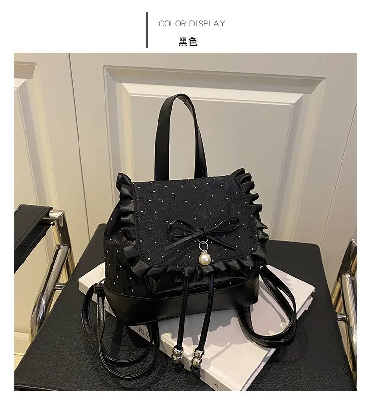 Cute Bow Lace Backpack for Girls & Women - Trendy Small Backpack, Fashionable High-End Design, Lightweight Shoulder Bag for Everyday Use showcase 16