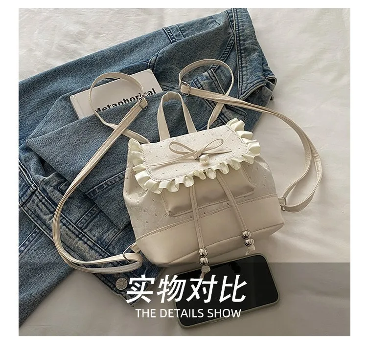 Cute Bow Lace Backpack for Girls & Women - Trendy Small Backpack, Fashionable High-End Design, Lightweight Shoulder Bag for Everyday Use showcase 10
