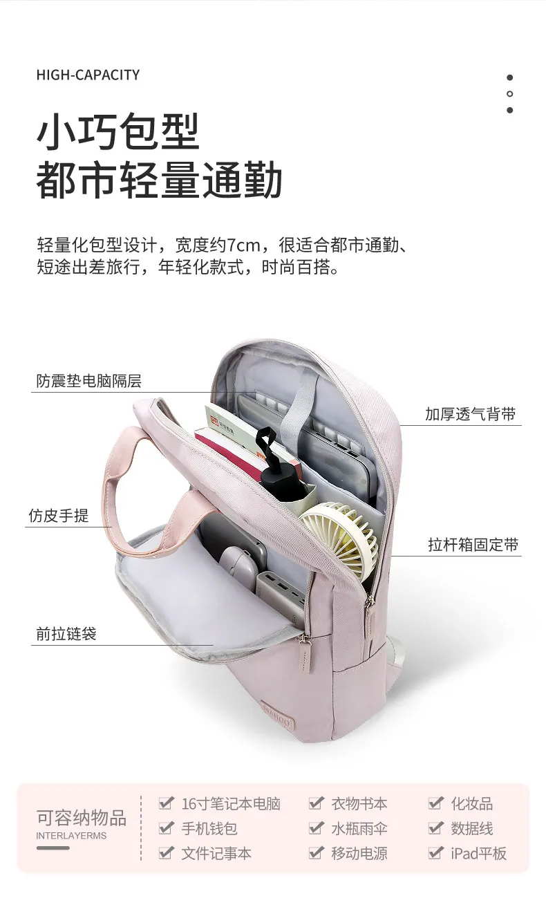 Women's Casual Backpack Schoolbag - Korean Style Fashion Student Travel Bag - All-Match Ins Computer Bag Double Shoulder Rucksack for Girls showcase 3