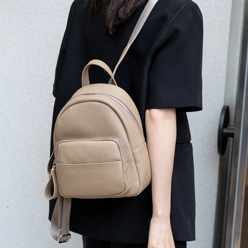 Women's Genuine Leather Backpack, Top Layer Cowhide Togo Leather, Simple Commuter Travel Schoolbag, Elegant All-Match Design, Ladies Fashion Backpack thumbnail 2