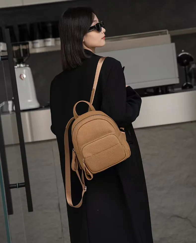 Women's Genuine Leather Backpack, Top Layer Cowhide Togo Leather, Simple Commuter Travel Schoolbag, Elegant All-Match Design, Ladies Fashion Backpack showcase 15